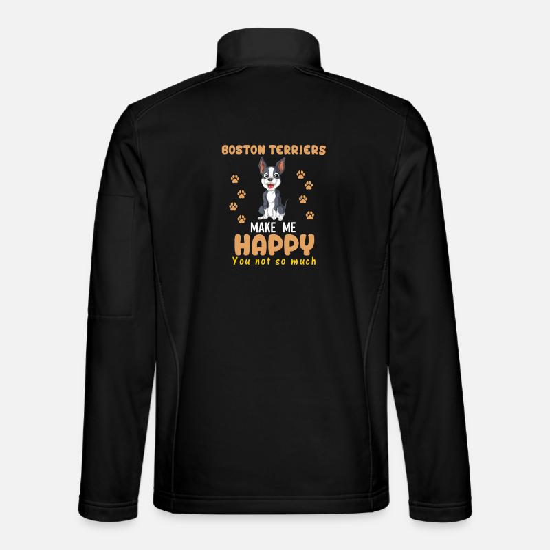Boston Terrier Happy Meme Design - Unisex Softshell Jacket - black