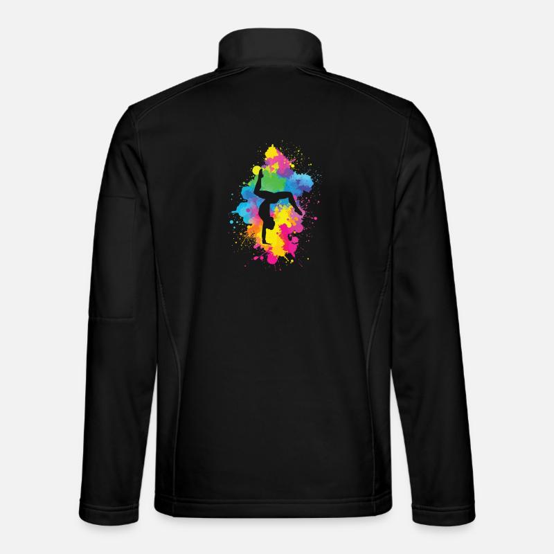 Akrobatiek mit Farbexplosion - Unisex Softshelljacke - Schwarz