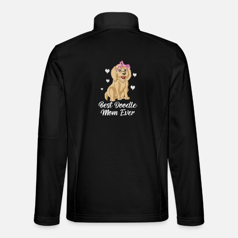 Doodle Mom Dog Illustration - Unisex Softshell Jacket - black