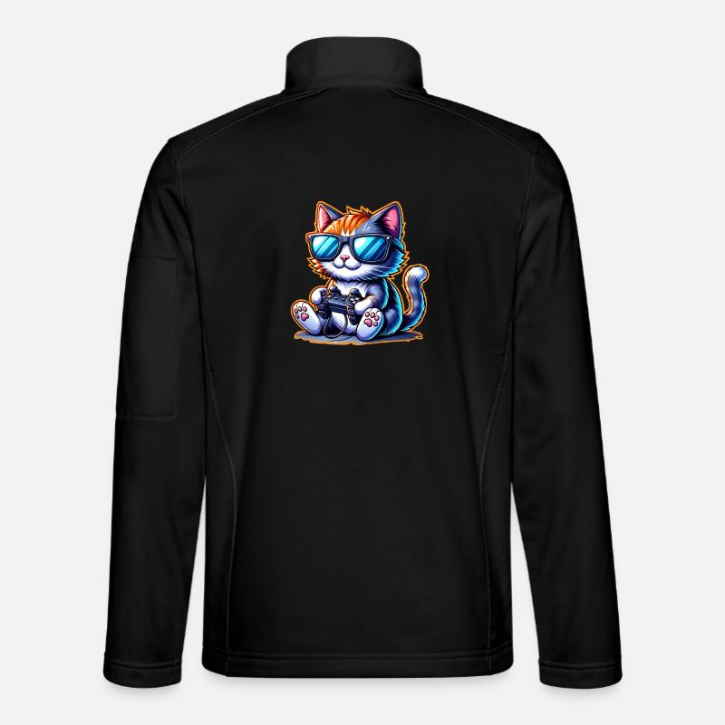 Katze Gaming Gamer - Unisex Softshelljacke - Schwarz