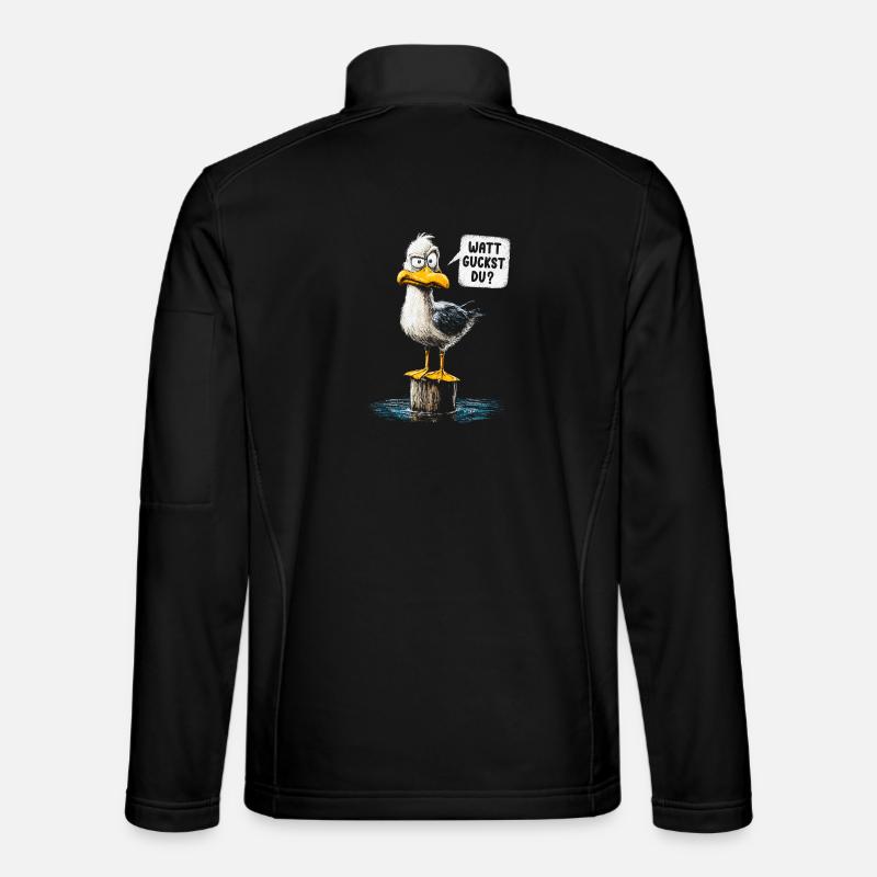 Que regardes-tu ? Drôle de mouette – humour côtier Veste en tissu softshell Unisexe