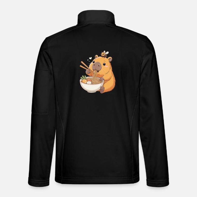 Capybara Ramen Kawaii Anime Noodle Japan - Unisex Softshell Jacket - black