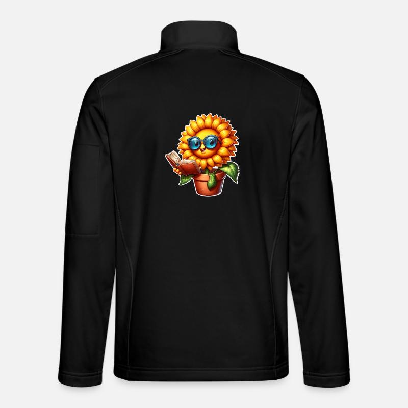 Sunflower Reading Book - Unisex Softshell Jacket - black
