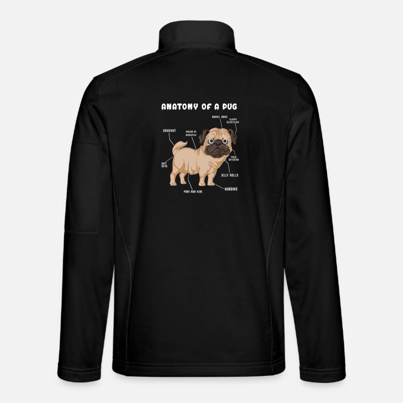 Mops-Anatomie - Unisex Softshelljacke - Schwarz