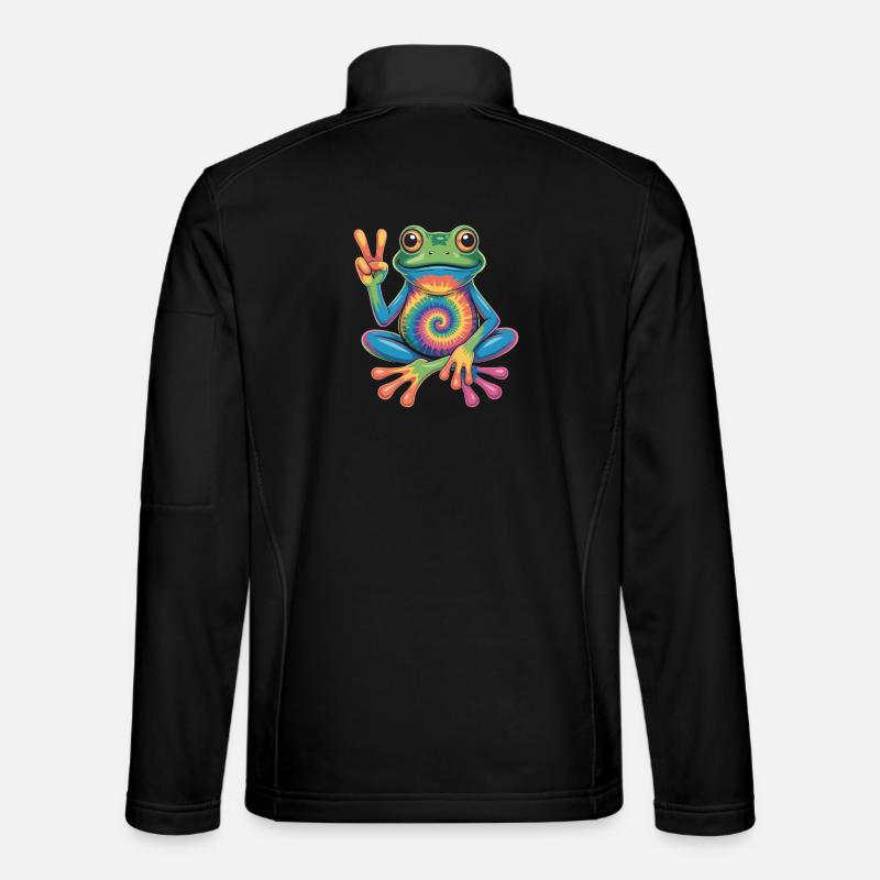 Frosch Hippie Tie-Dye Friedenszeichen - Unisex Softshelljacke - Schwarz