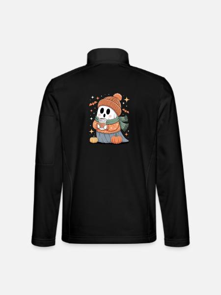 Ghost Cute Halloween Autumn - Unisex Softshell Jacket - black