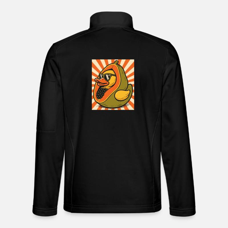 Humorous papaya duck character - Unisex Softshell Jacket - black