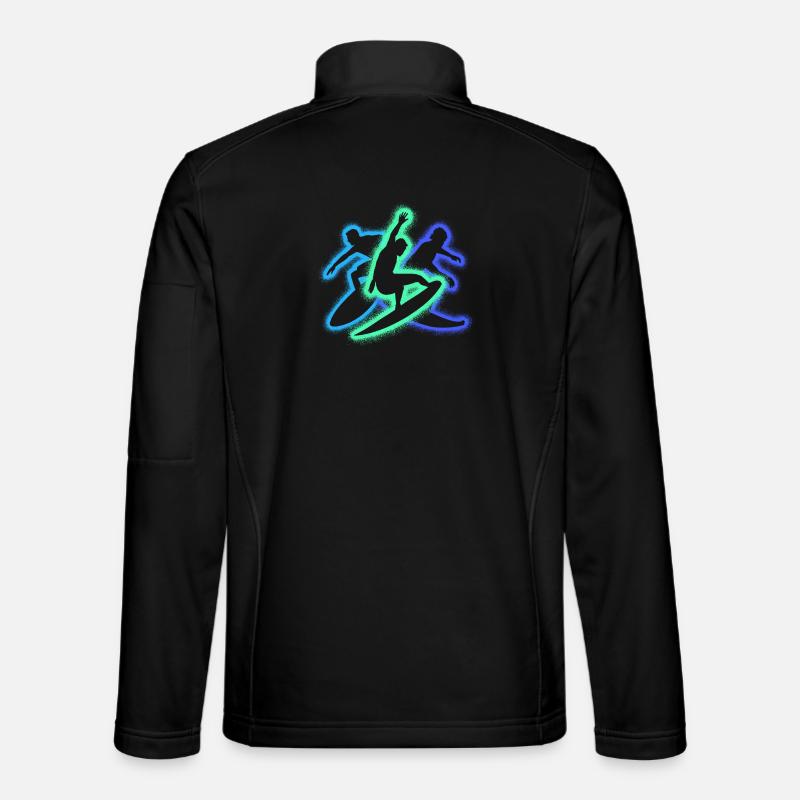 Surfing Silhouettes Surfboard Surfer Boys Men - Unisex Softshell Jacket - black