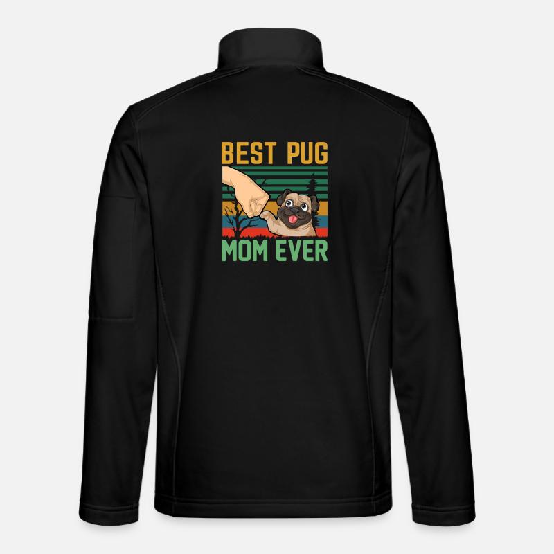 Best Pug Mom Ever Retro - Unisex Softshell Jacket - black