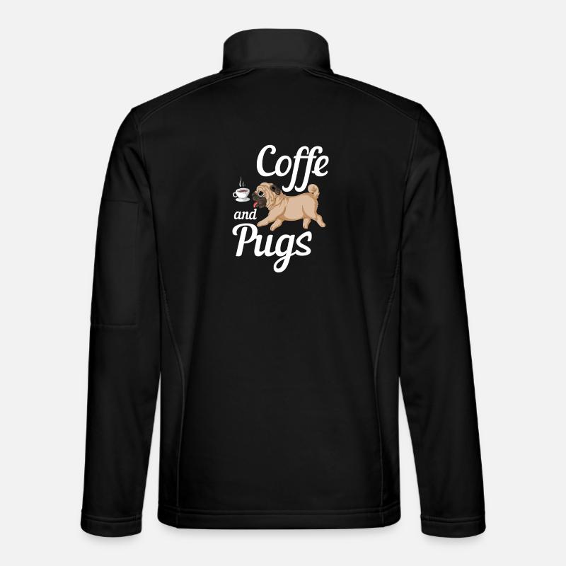 Coffee and Pugs Tee - Unisex Softshell Jacket - black