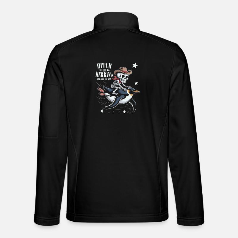 Bone Cowboy Penguin Motif - Unisex Softshell Jacket - black