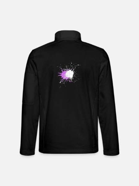 Lila Farbexplosion auf Schwarz - Unisex Softshelljacke - Schwarz - Hinten