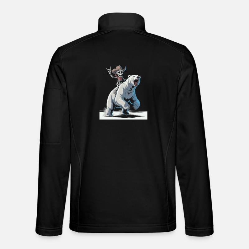 Bone cowboy rides polar bear - Unisex Softshell Jacket - black