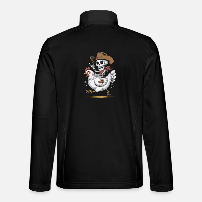 Skeleton cowboy on hen - Unisex Softshell Jacket - black