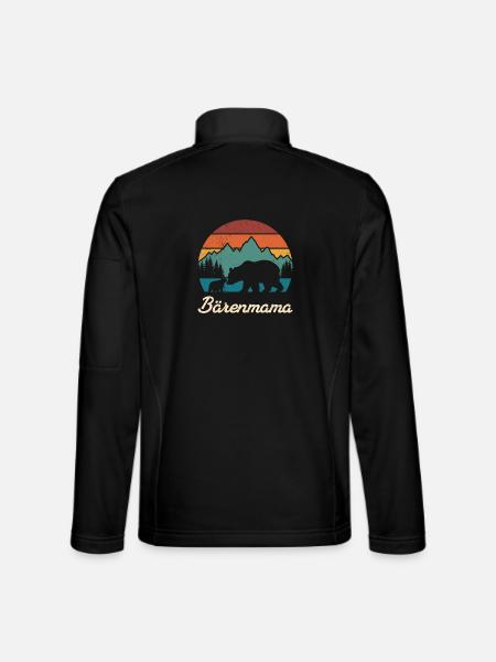Werdende Mutter BÄRENMAMA Bald Mama Lustiges - Unisex Softshelljacke - Schwarz - Hinten