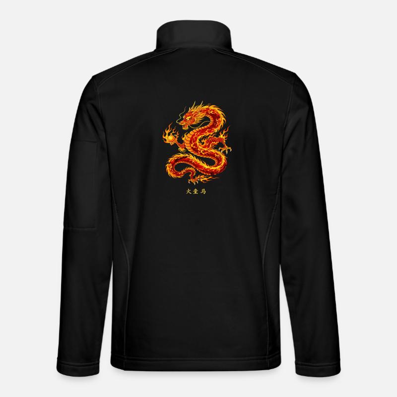 Powerful Chinese Fire Dragon - Unisex Softshell Jacket - black