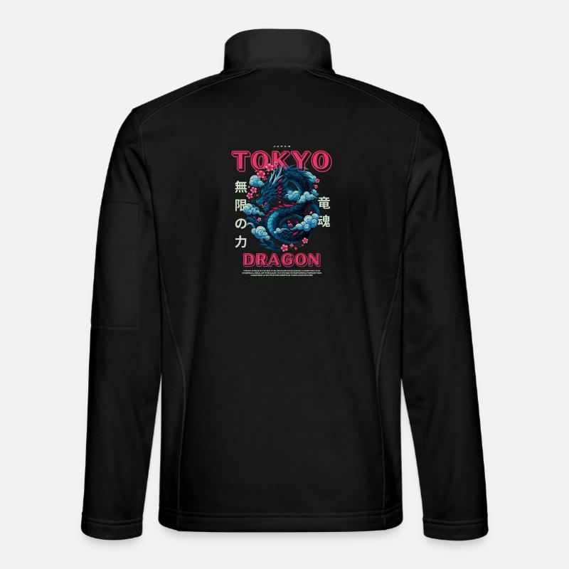 Japanese Dragon - Asian Tokyo Motif - Unisex Softshell Jacket - black