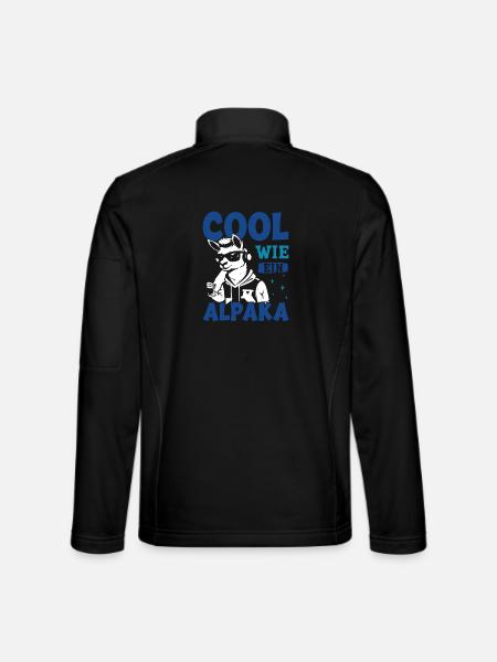 Alpaca Fan COOL AS AN ALPACA Llama Funny - Unisex Softshell Jacket - black - Back