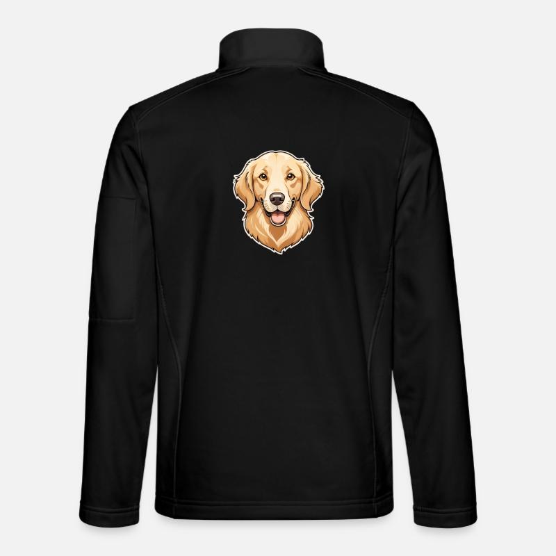 Golden Retriever Head Illustration - Unisex Softshell Jacket - black