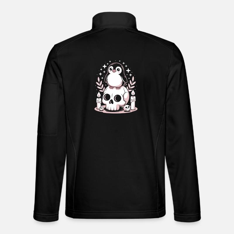 Kawaii Pastel Goth Penguin - Unisex Softshell Jacket - black