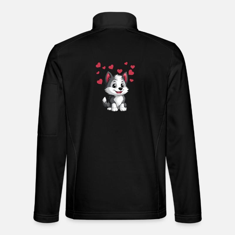 Cute husky with hearts Unisex Softshell Jacket