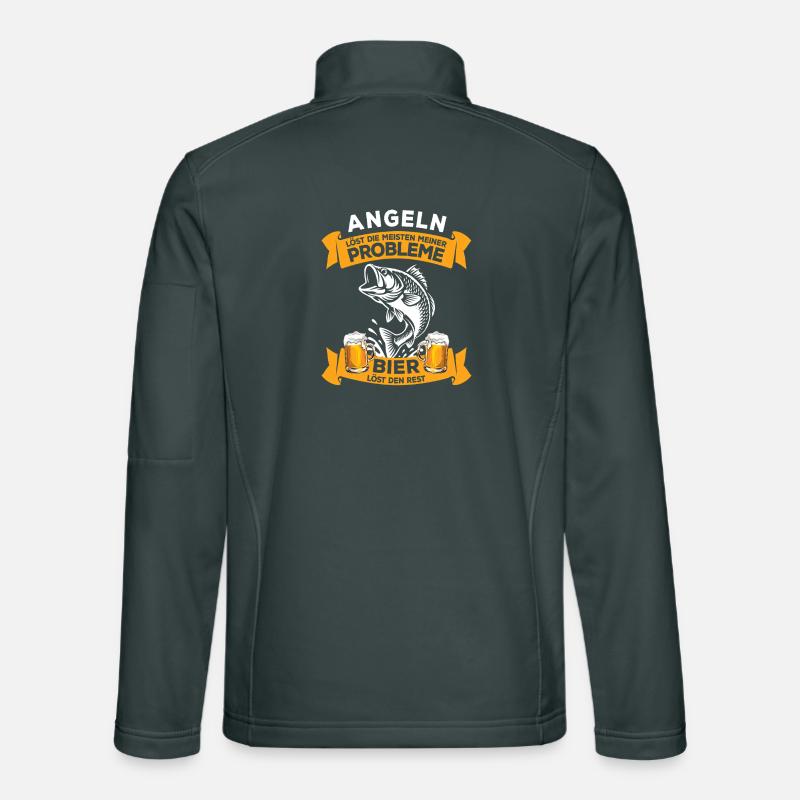 Pêche et bière : résolution de problèmes, dicton du pêcheur Veste en tissu softshell Unisexe