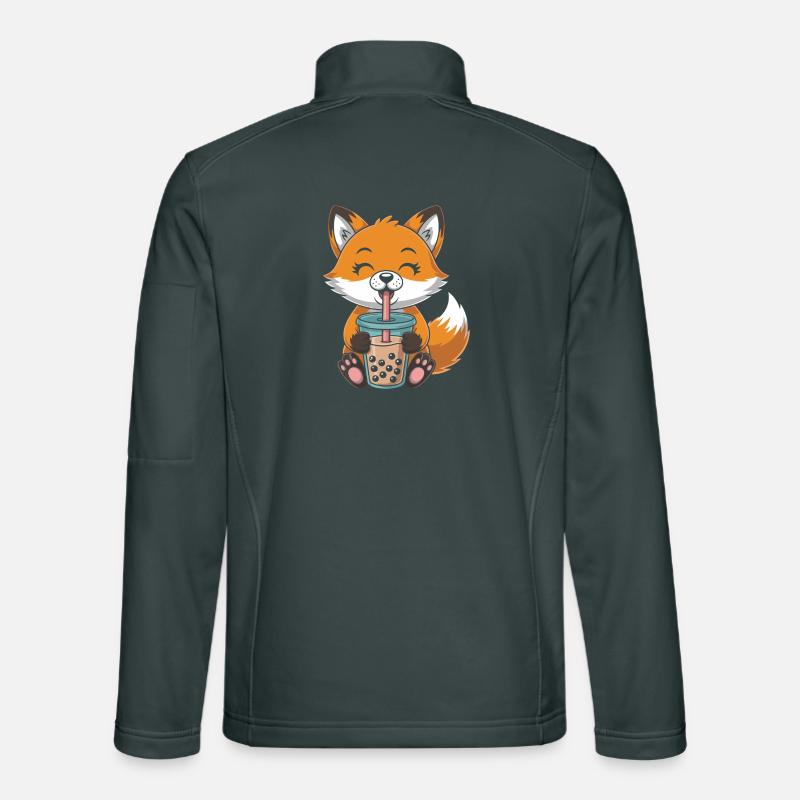 Kawaii Bubble Tee Fox Boba Tee Unisex Softshell Jacket