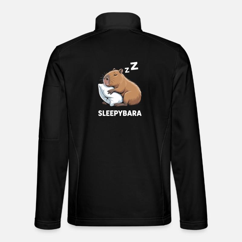 Sleepybara Capybara Dormir - Veste en tissu softshell Unisexe - noir
