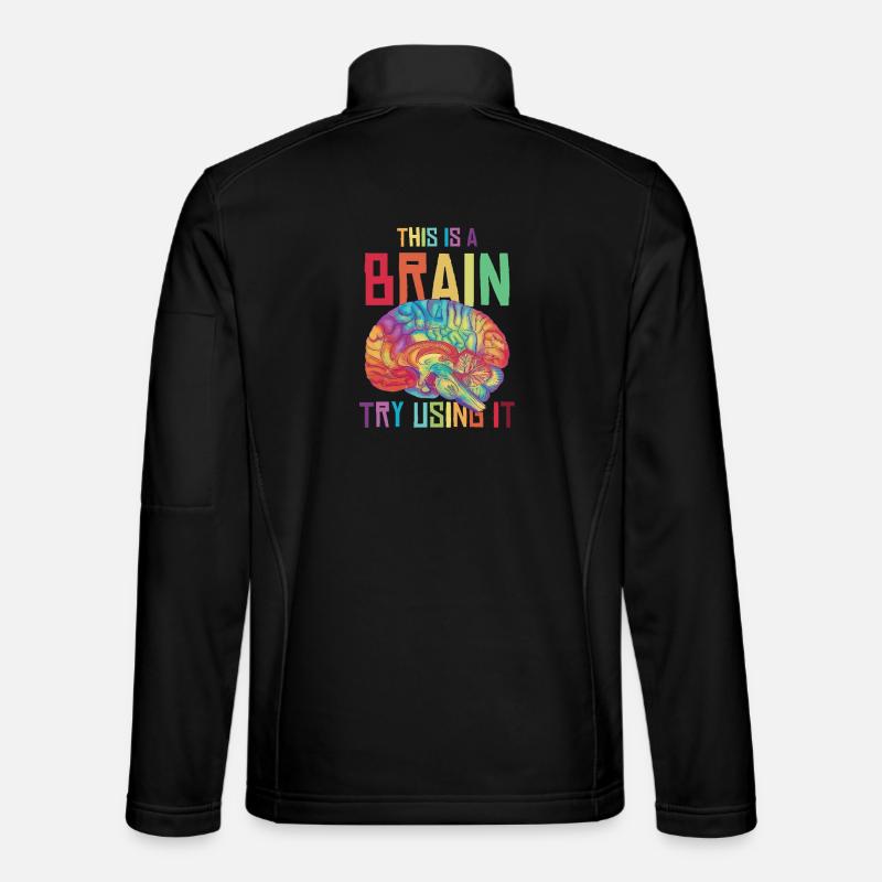 Neon Regenbogen Gehirn Spruch - Unisex Softshelljacke - Schwarz