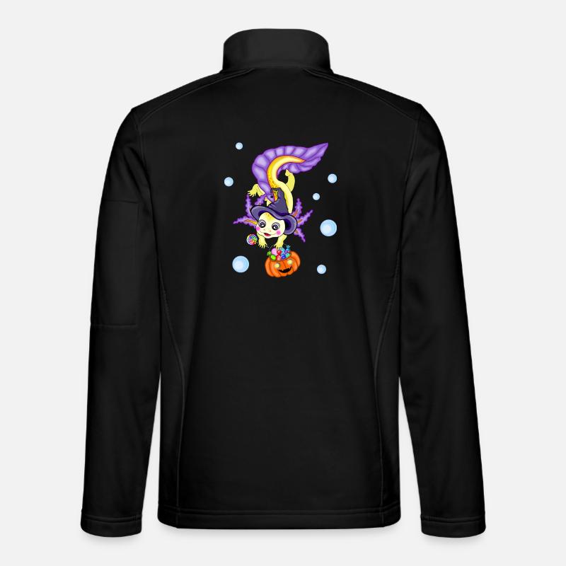 Halloween Axolotl Witch Pumpkin - Unisex Softshell Jacket - black