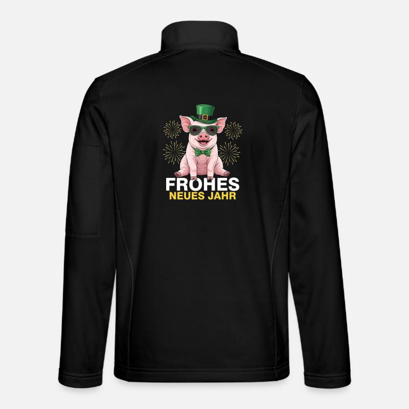 Happy New Year Lucky Pig - Unisex Softshell Jacket - black