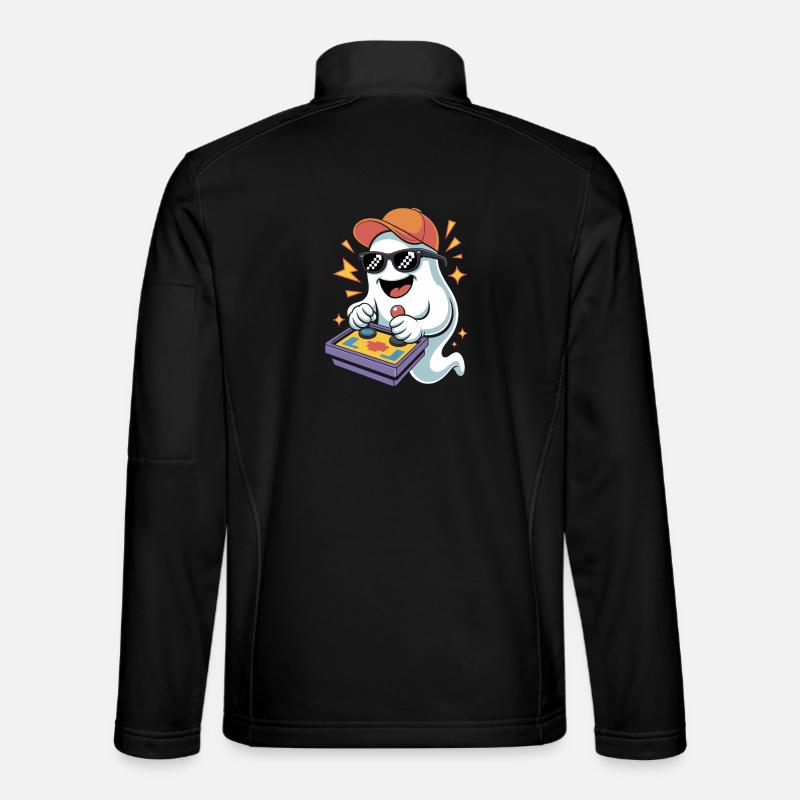 Retro Gamer Halloween Ghost - Unisex Softshell Jacket - black