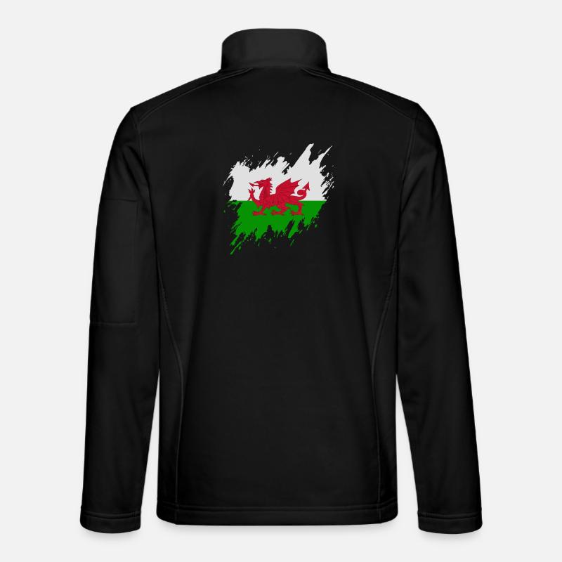 Flag of Wales, torn style - Unisex Softshell Jacket - black