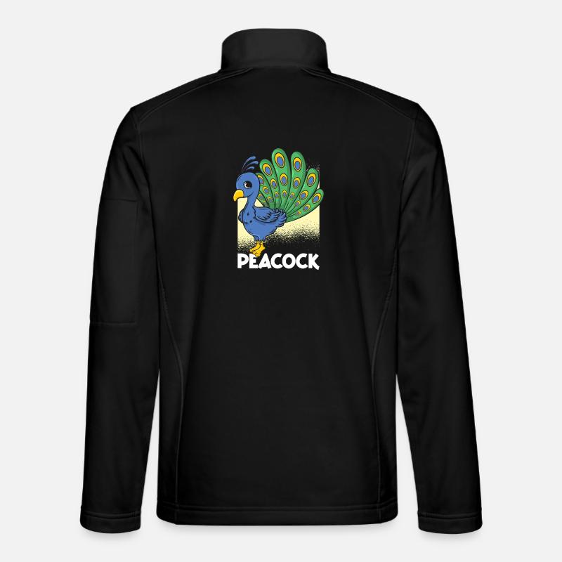 Peacock Cartoon - Unisex Softshell Jacket - black