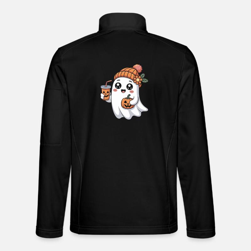 Ghost Halloween Pumpkin Latte Fun - Unisex Softshell Jacket - black