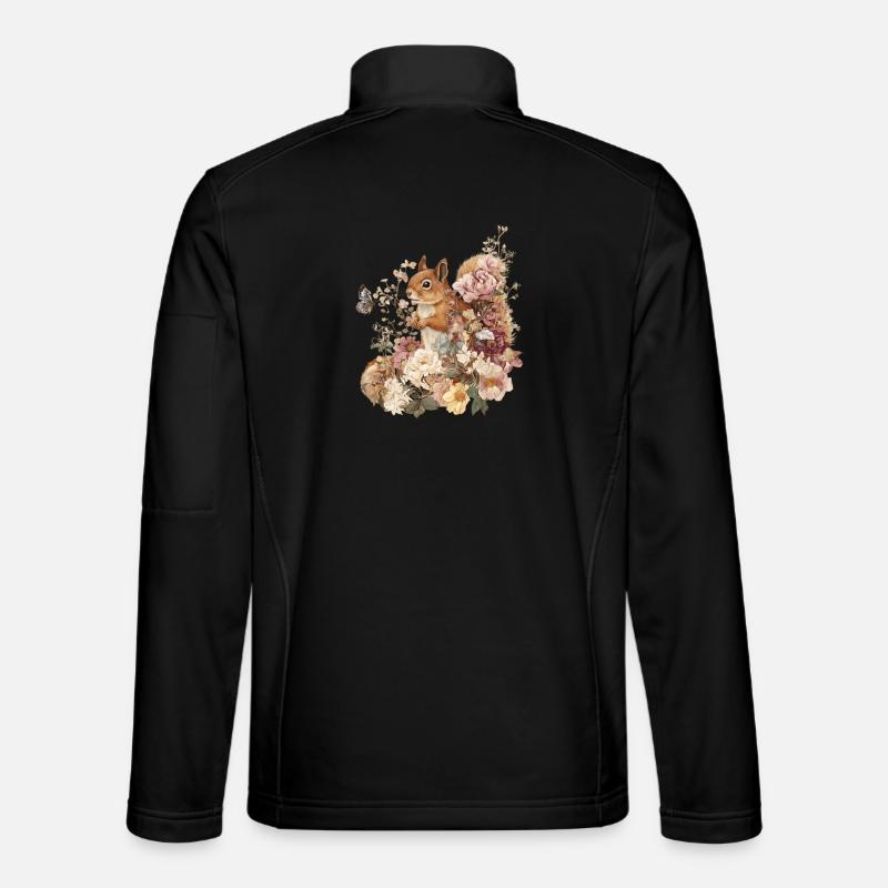 Squirrel, Animal, Flowers, Butterflies - Unisex Softshell Jacket - black