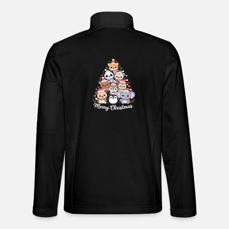 Tierischer Weihnachtsbaum – Niedliche Xmas Tiere - Unisex Softshelljacke - Schwarz