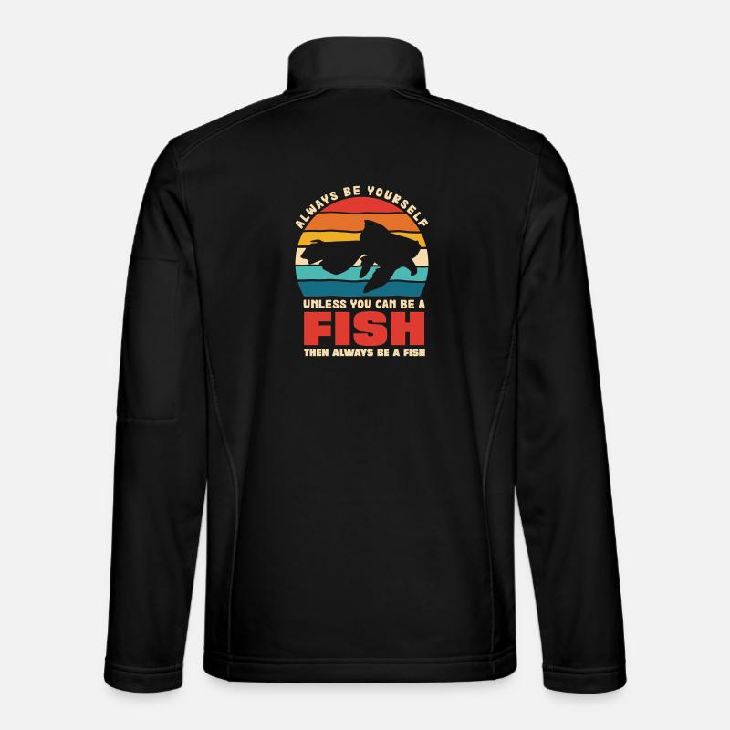 Fish Be Yourself Retro Sunset - Unisex Softshell Jacket - black