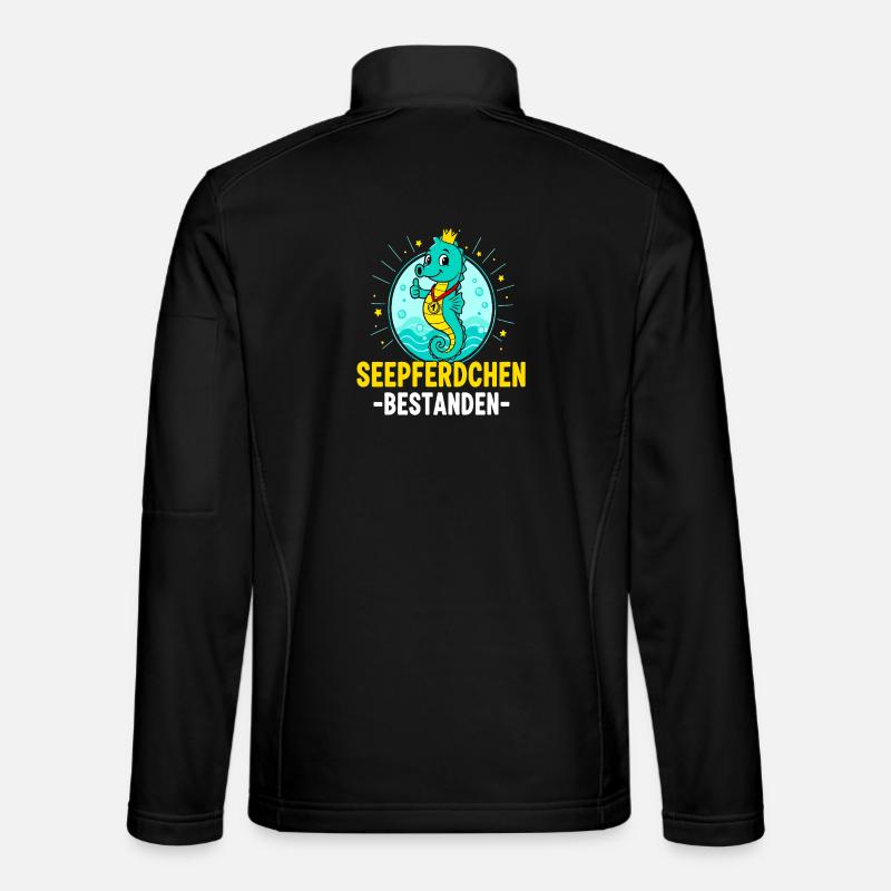 Seahorse passed swimming course child - Unisex Softshell Jacket - black