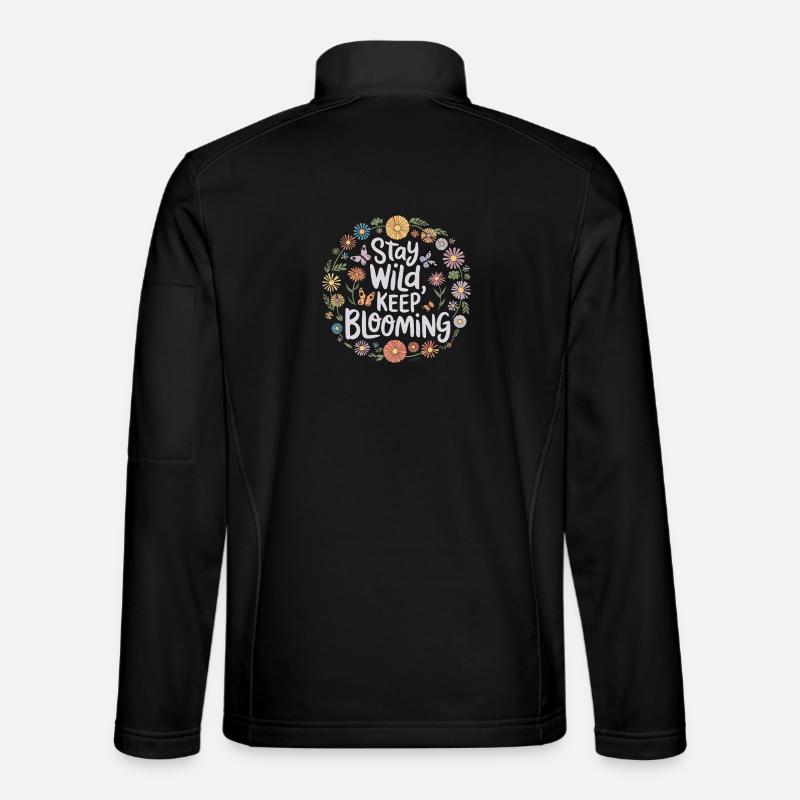 Stay wild, stay blooming circle - Unisex Softshell Jacket - black