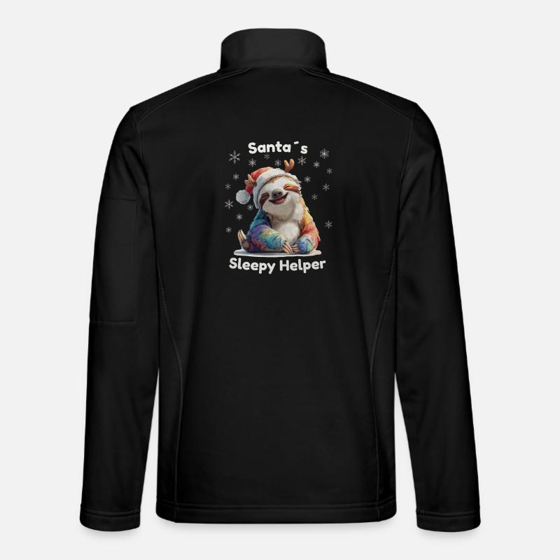 Santa’s Sleepy Helper – Weihnachts Faultier - Unisex Softshelljacke - Schwarz