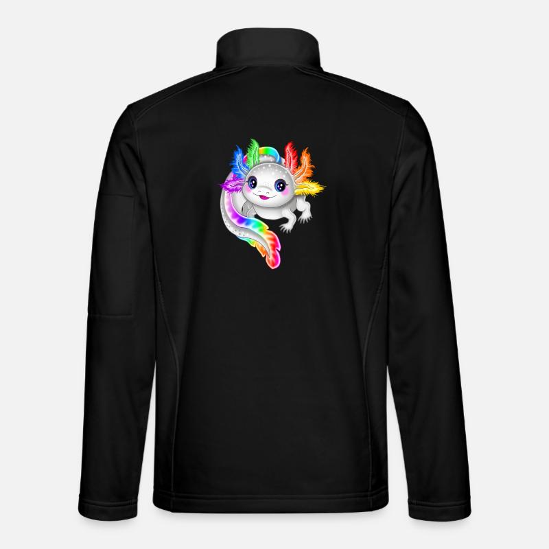 Regenbogen bunter Axolotl - Unisex Softshelljacke - Schwarz