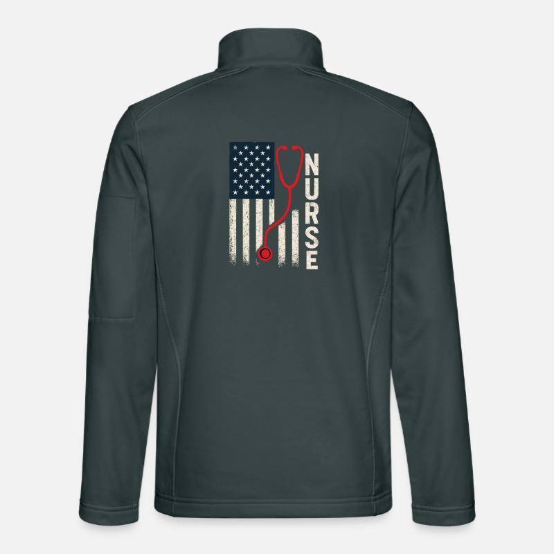 US Flag Nurse Stethoscope Vintage Style Unisex Softshell Jacket