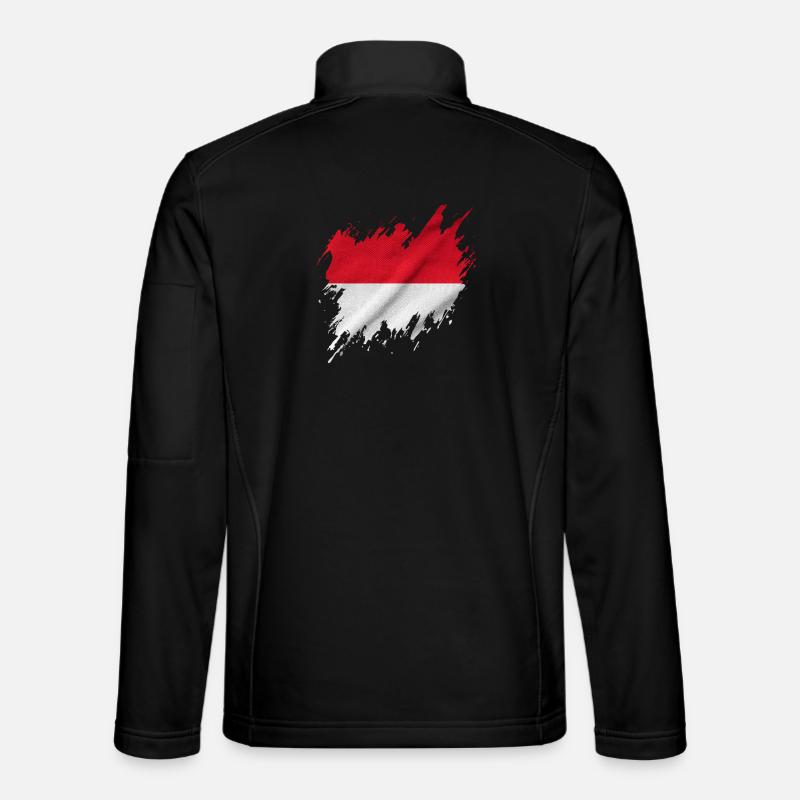 Indonesische Flagge, abgerissene Stil - Unisex Softshelljacke - Schwarz