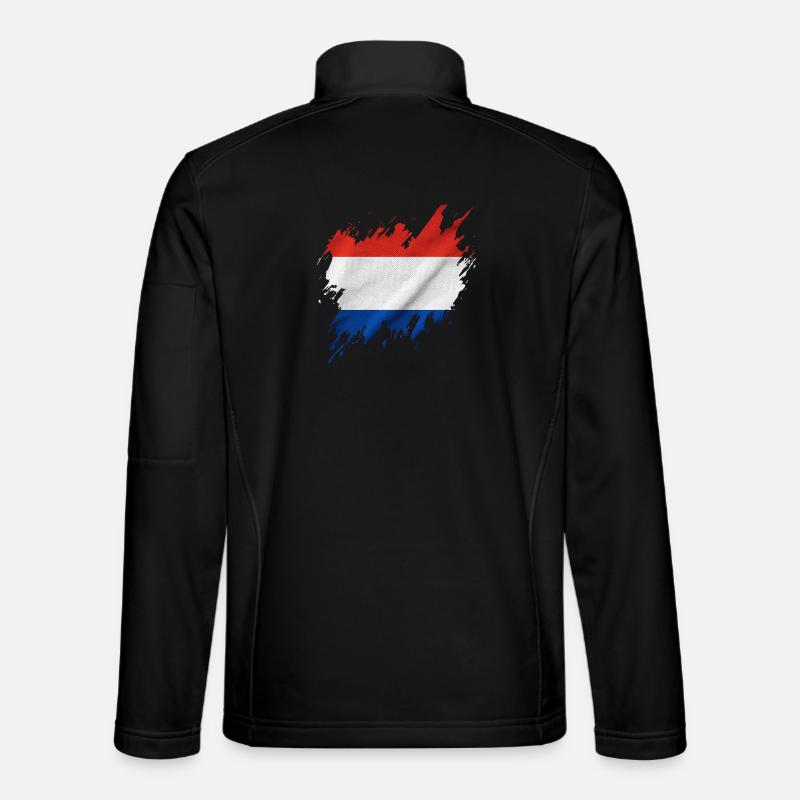 Holland-Flagge, abgerissene Stil - Unisex Softshelljacke - Schwarz
