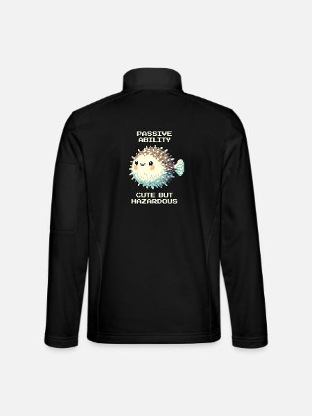 Passiv: süß, doch gefährlich | Kugelfisch - Unisex Softshelljacke - Schwarz - Hinten
