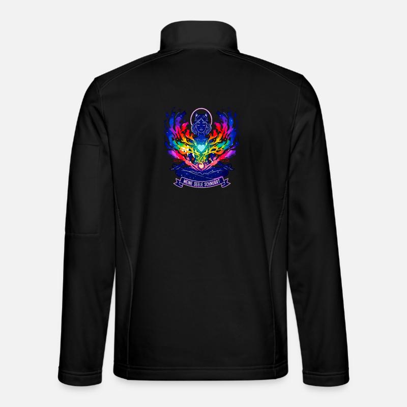 My Soul Purrs - Yoga Cat Rainbow - Unisex Softshell Jacket - black
