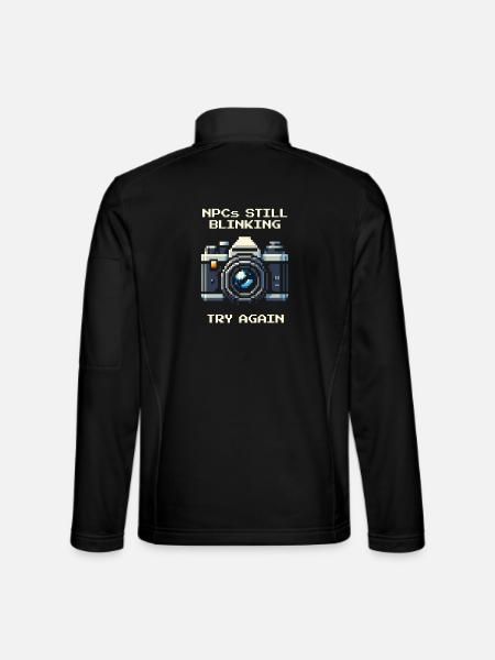 NPC is still blinking | Try again, portrait - Unisex Softshell Jacket - black - Back