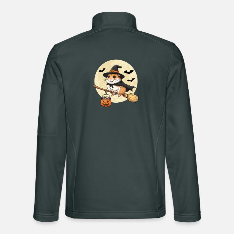 Cute Hamster Witch Halloween Pumpkin Full Moon Unisex Softshell Jacket