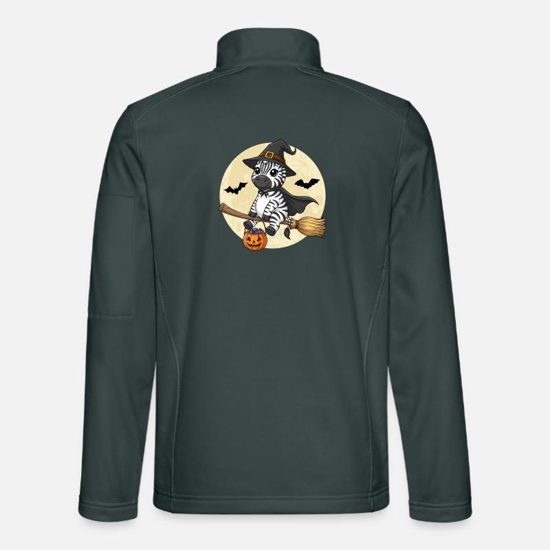 Cute Zebra Witch Halloween Pumpkin Full Moon Unisex Softshell Jacket